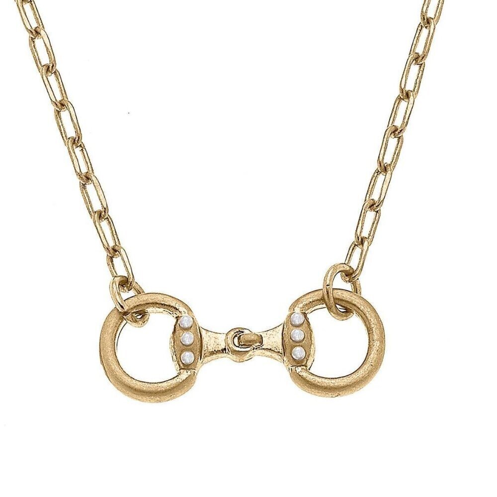 Buckley Horsebit Necklace in Worn Gold Canvas Style -